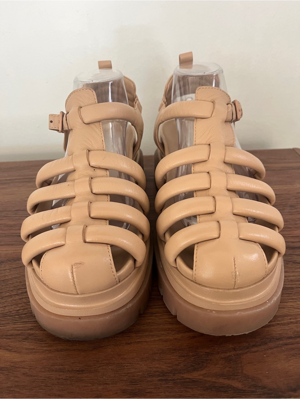 ASH Leather Shark Beige Fisherman Platform Sandals Neutrals Boho EU40 Lug Sole - Picture 3 of 8